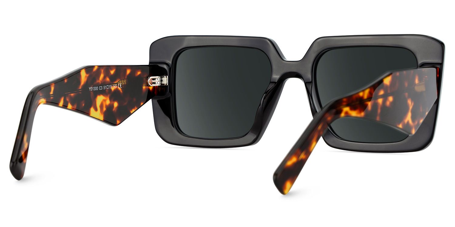 Reeve Rectangle Sunglasses with Acetate Black Frames | ZEELOOL CA4