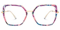 Keller Geometric Purple Floral Glasses1