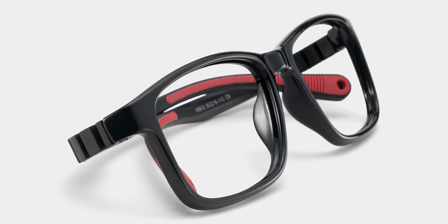 Clay Rectangle Black Red Frame Eyeglasses for Teens2
