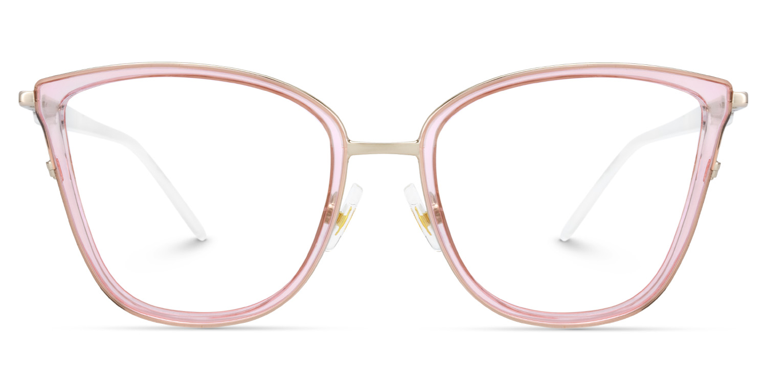 Clear Pink Glasses Frames With Cateye Shape0