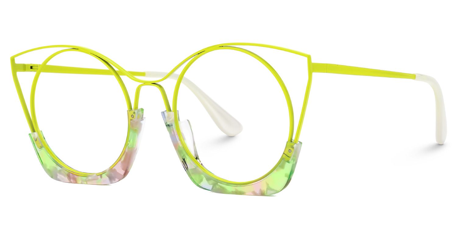 Designer Barbara Lime Green Cat Eye Glasses | ZEELOOL UK1