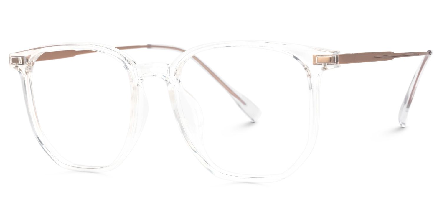 Bianca Mixed-Materials Geometric Clear Frame Glasses | ZEELOOL UK1