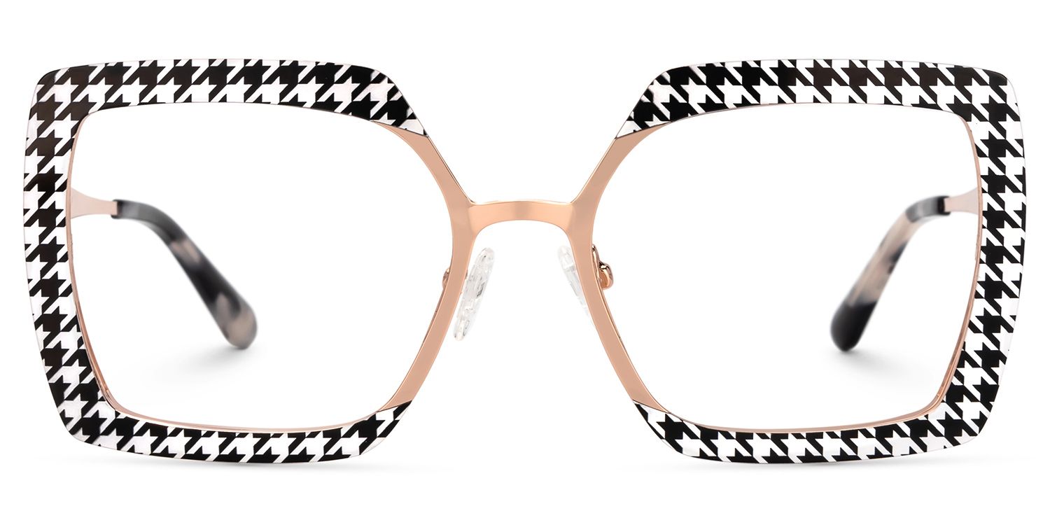 Women Square Sharron Houndstooth Glasses | ZEELOOL UK0