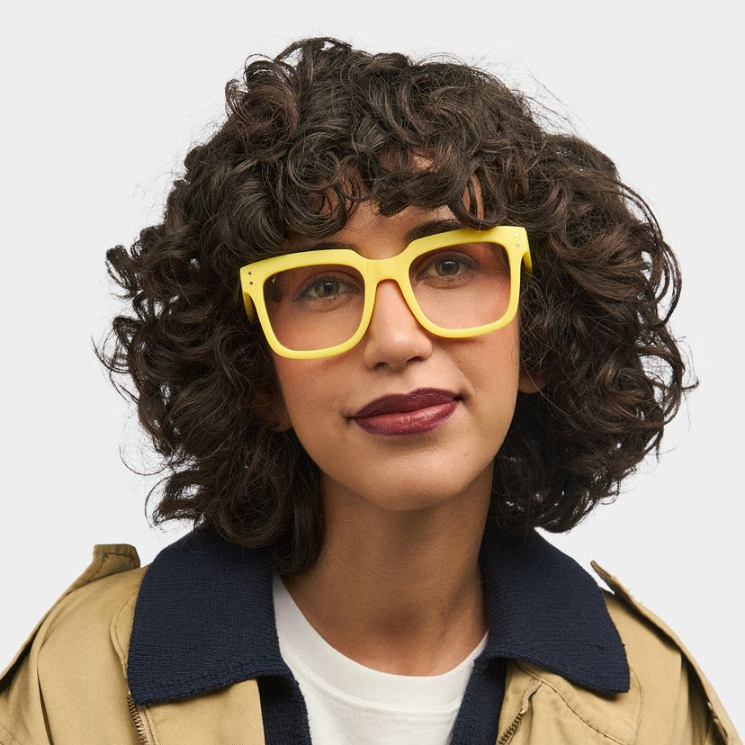 Liizbeett Yellow Square Glasses