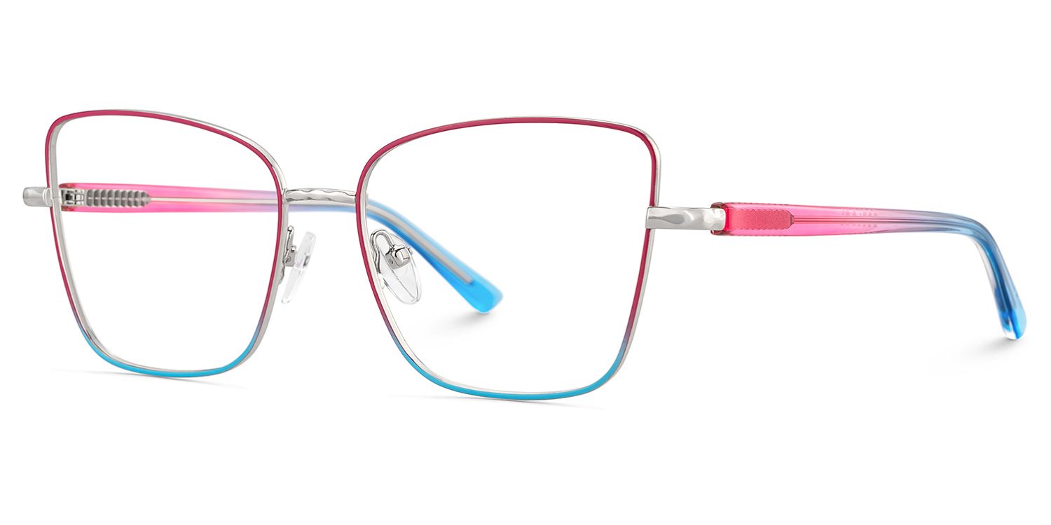 Jace Red-blue Square Prescription Glasses | Zeelool3