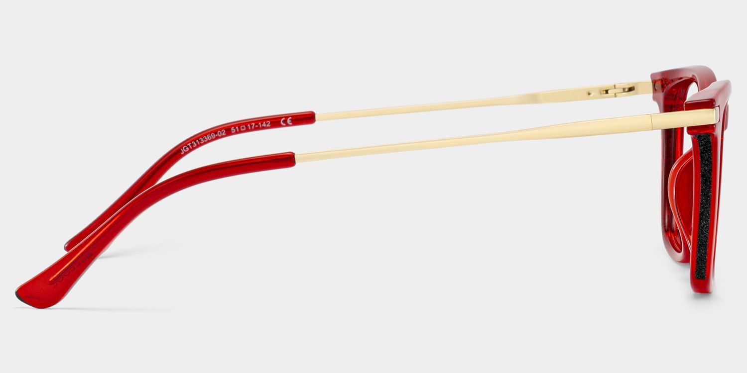 Selena Rectangle Transparent Red Glasses for Women | ZEELOOL3