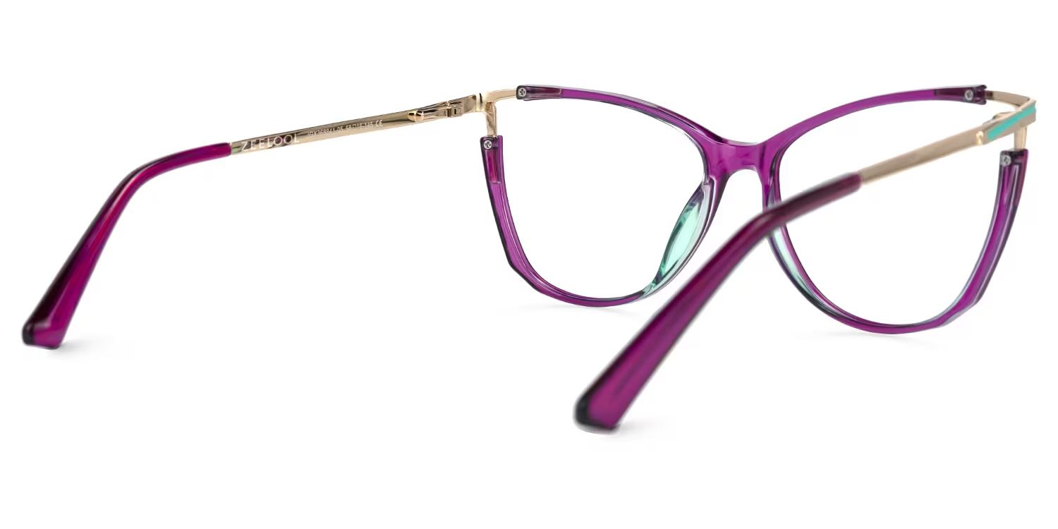 Cateye Yomary Purple Frame Glasses Deals | ZEELOOL UK3