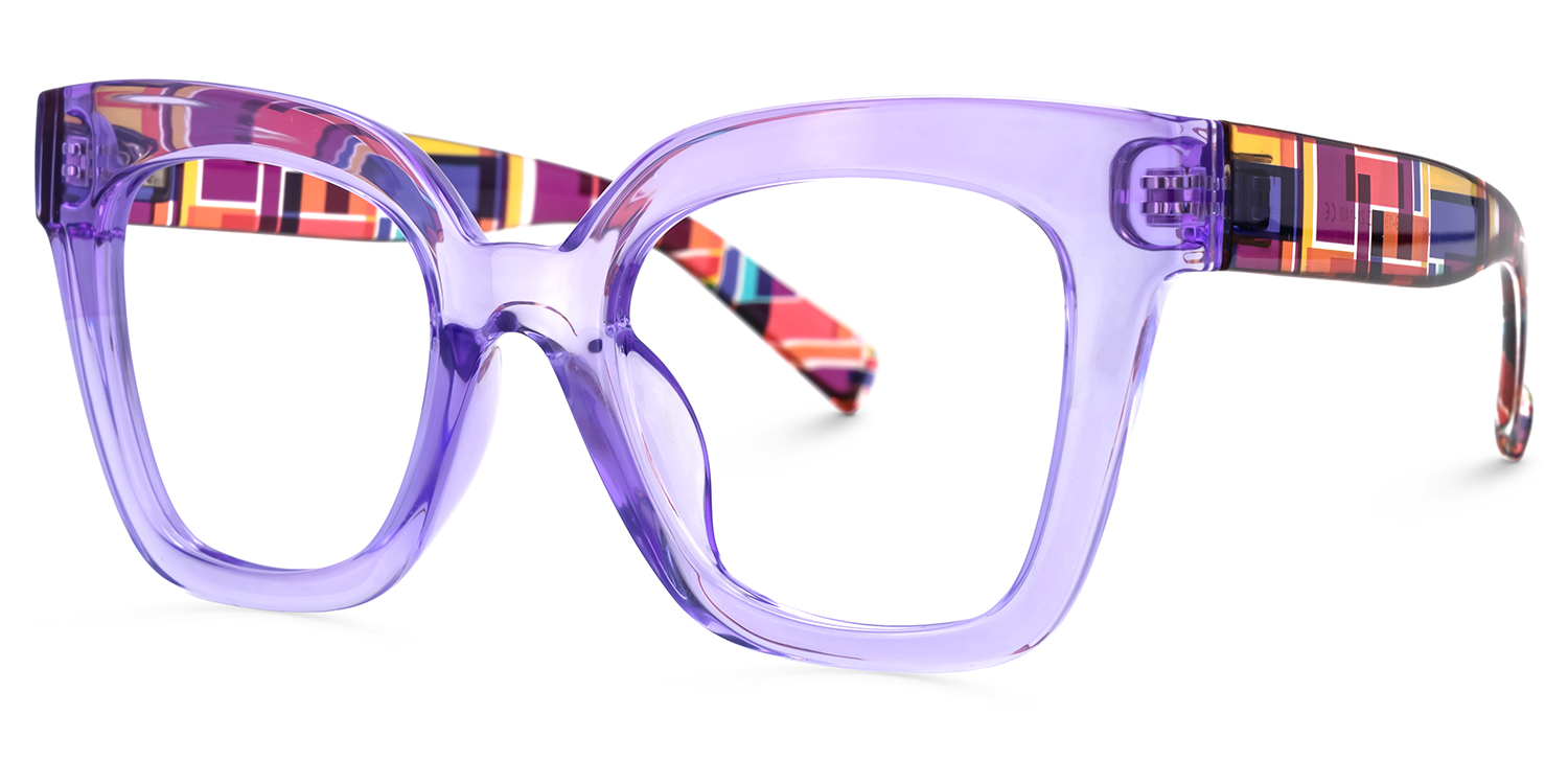 ZEELOOL Malcolm Square Purple Glasses