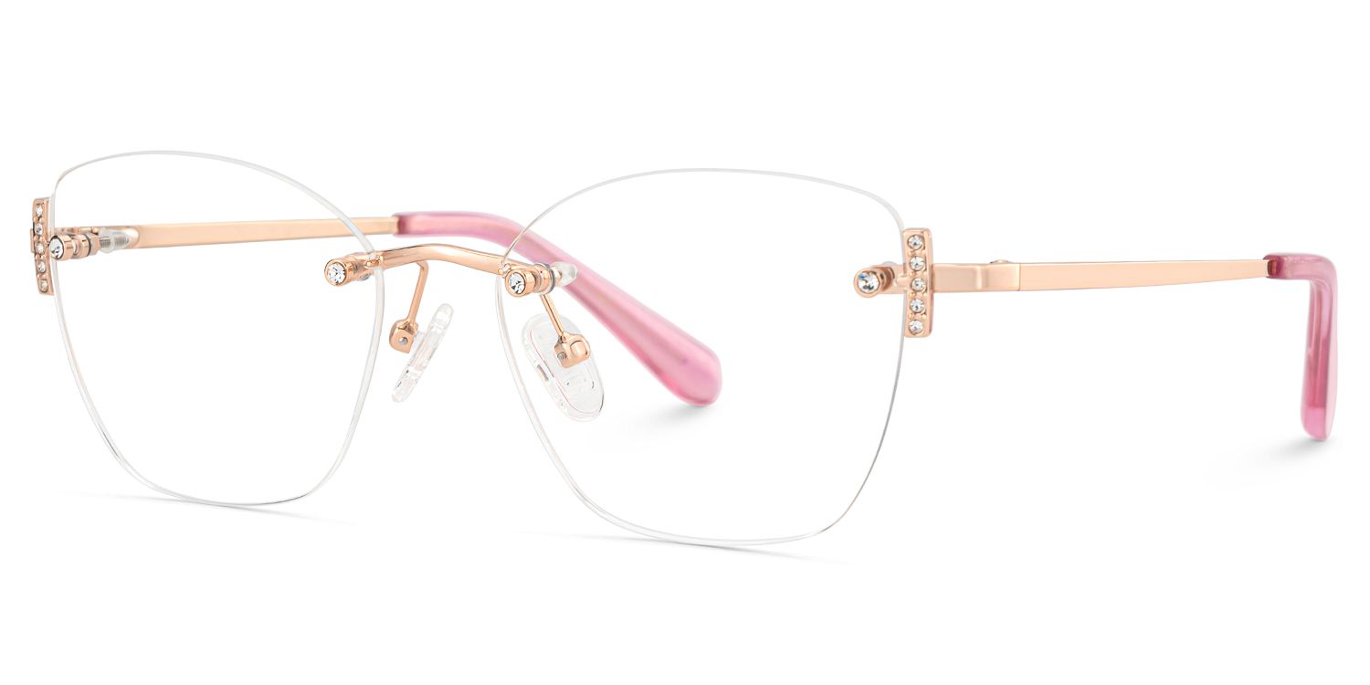 Pink Rectangle Jaxon Eyeglasses with Rimless | ZEELOOL UK3