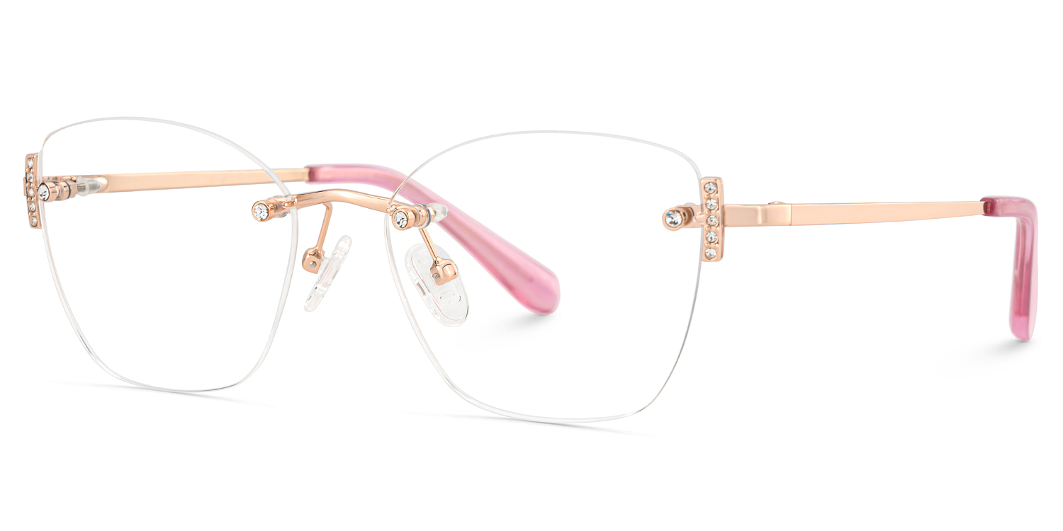 Pink Rectangle Jaxon Eyeglasses with Rimless | ZEELOOL UK3