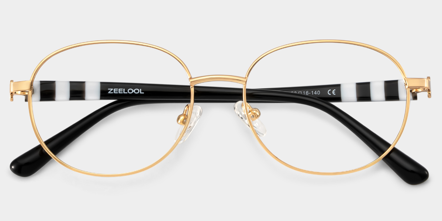 Willa Oval Gold Frame Eyeglasses for Woman| ZEELOOL UK2