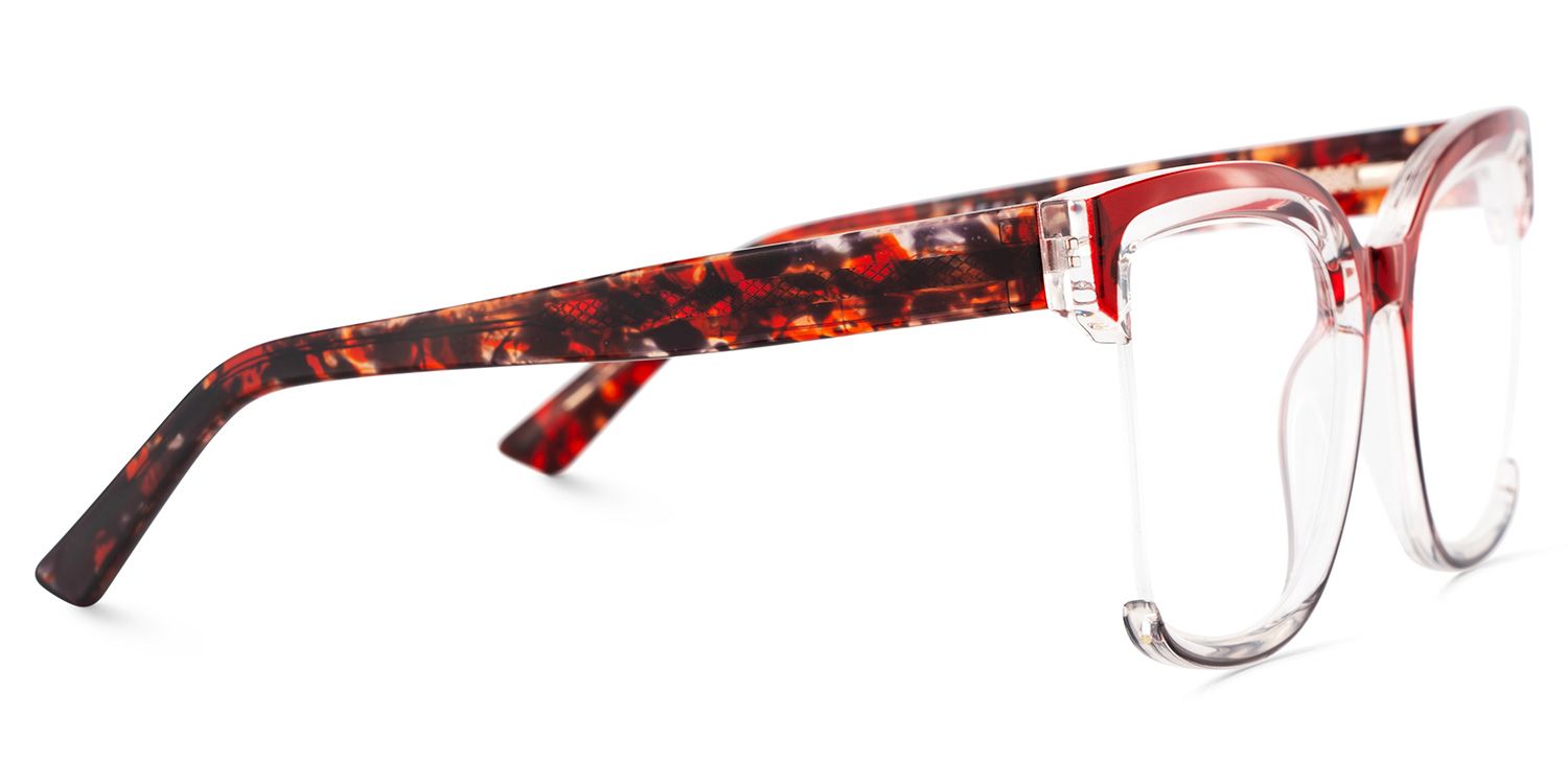 Square Cadogan Red- Gray Frame Glasses | ZEELOOL UK3