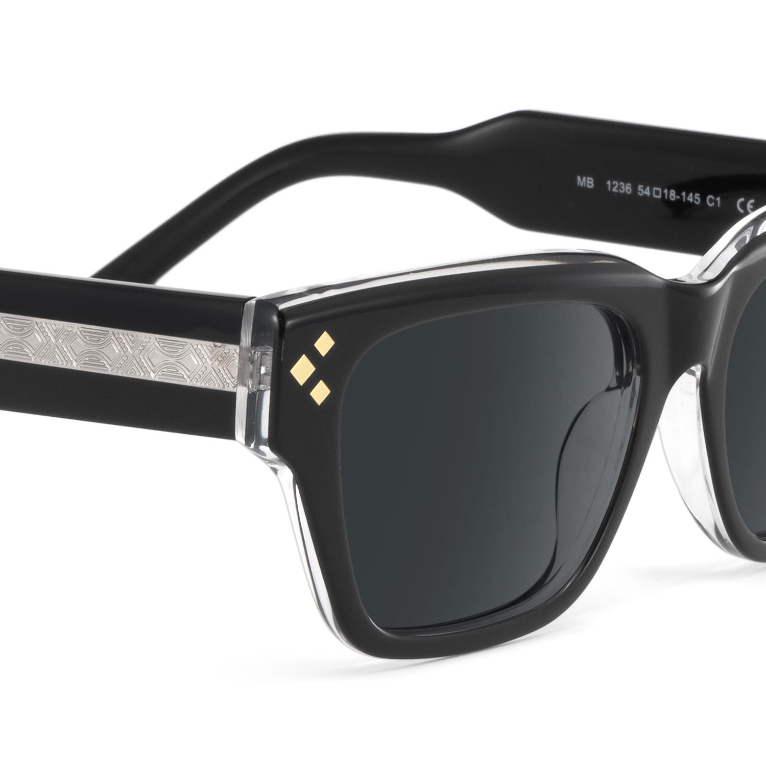Marlowe Black Rectangle Polarized Sunglasses Online | ZEELOOL UK4