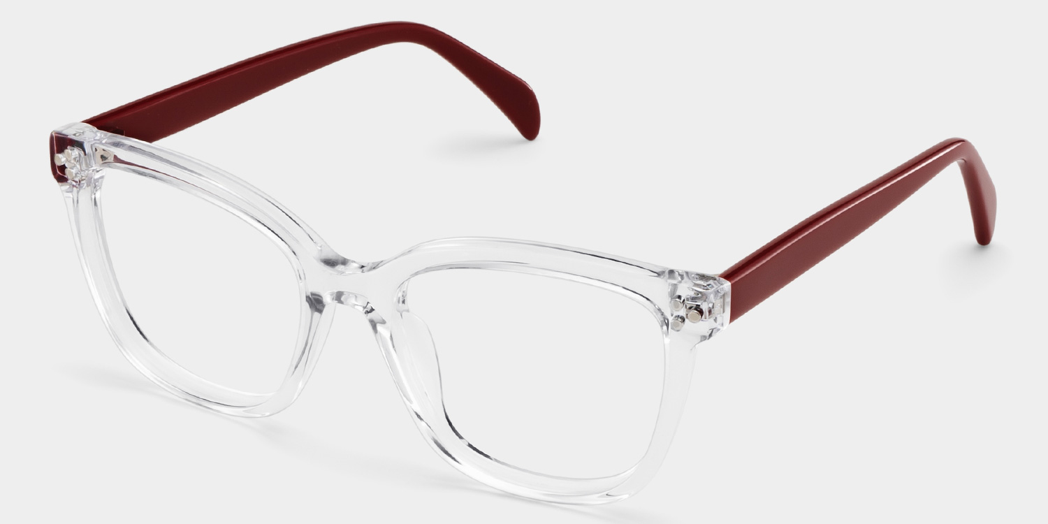 Scarlett Crystal Red Frame Glasses with Square Frame Online | ZEELOOL UK2