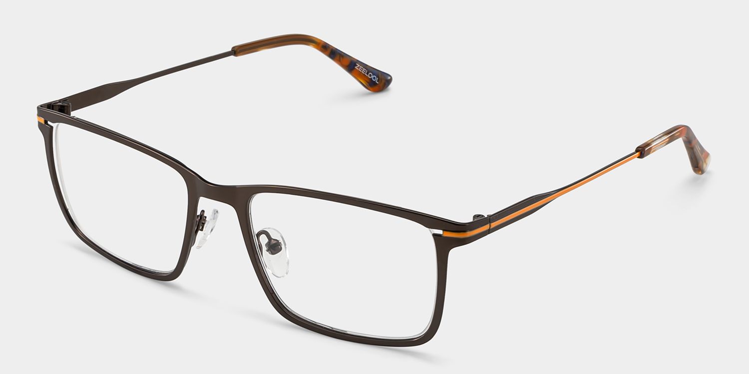 Rectangle Brown Eyeglasses- Roxana Metal Frame Glasses2