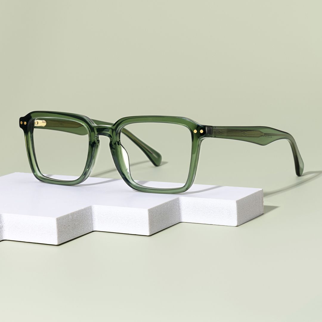 Vickerie Thin Green Glasses in Square Design | ZEELOOL UK0