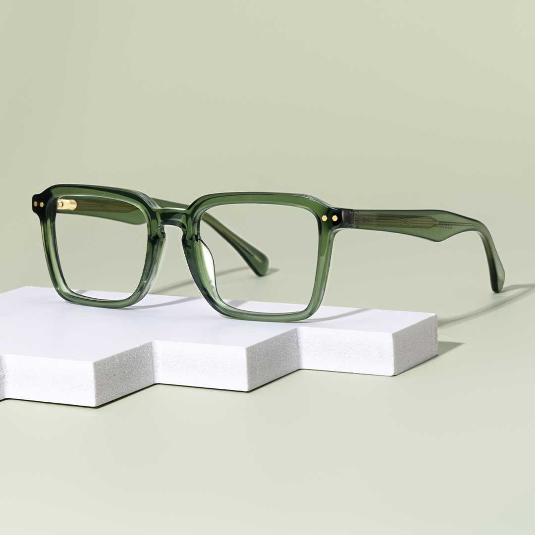 Vickerie Thin Green Glasses in Square Design | ZEELOOL UK0