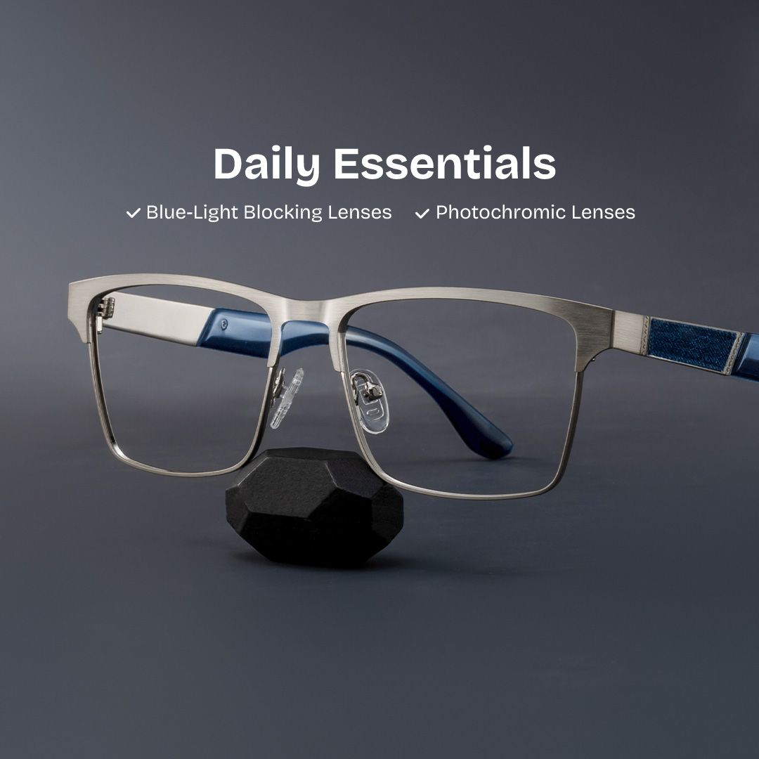 Jasper Eyeglasses in Browline Silver Frame | ZEELOOL UK0