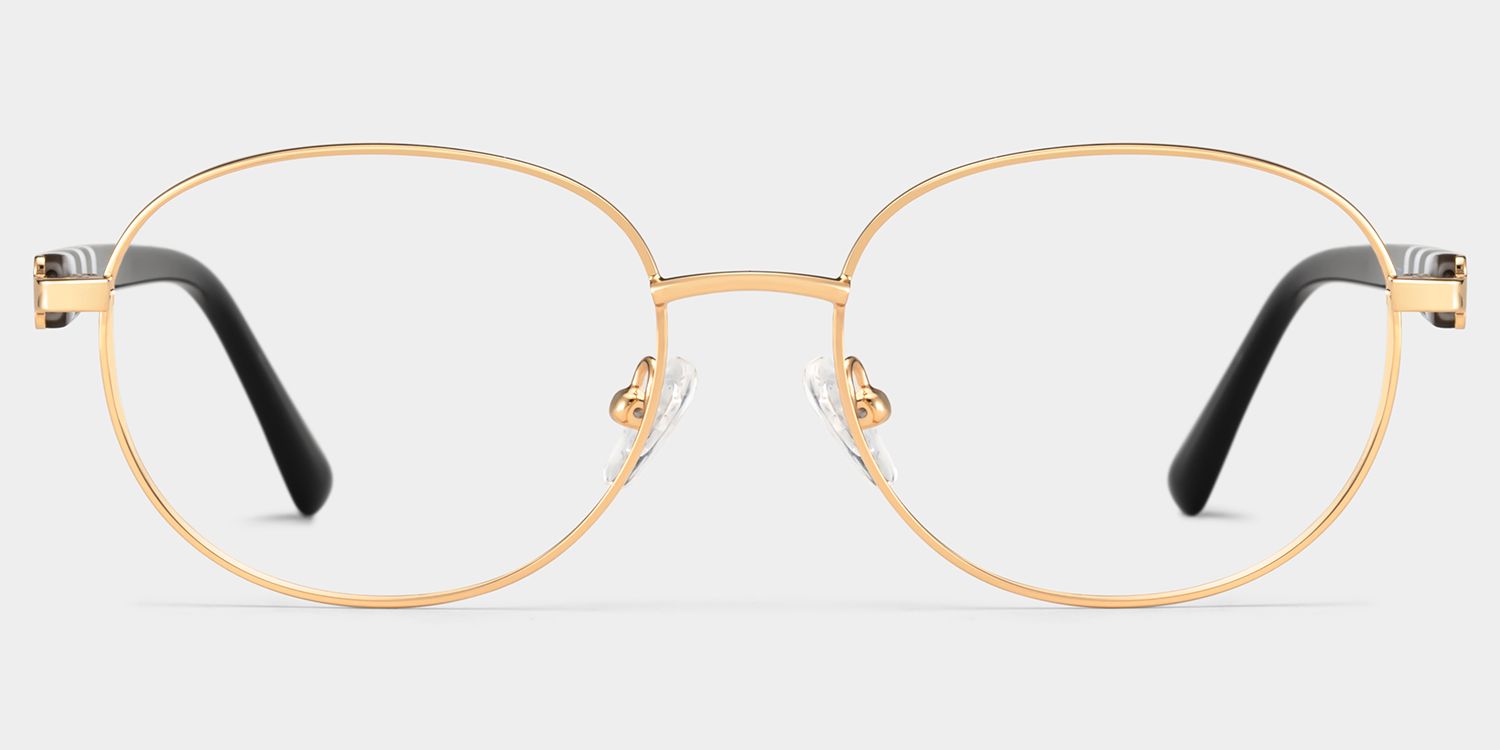 Willa Oval Gold Frame Eyeglasses for Woman| ZEELOOL UK1