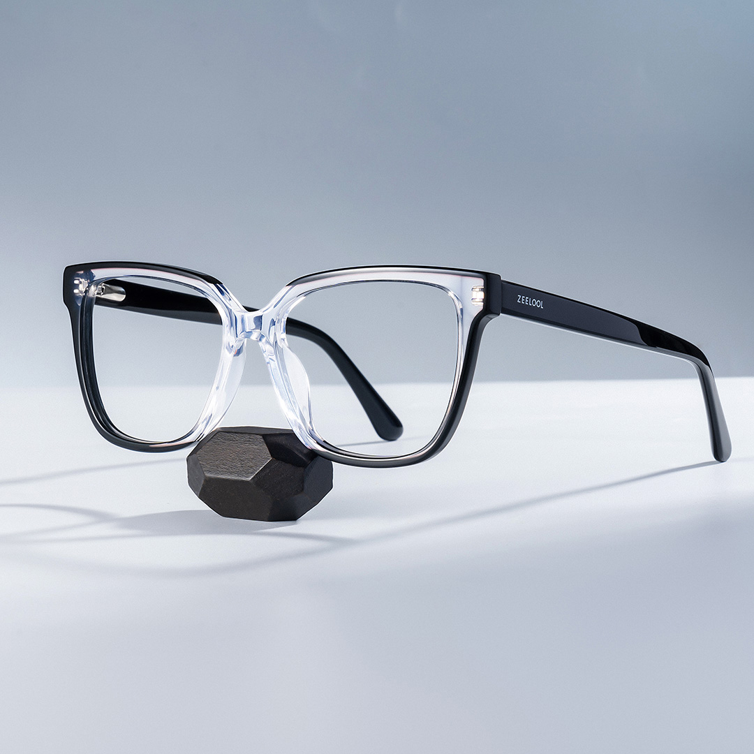 Benguie Black Crystal Square Shape Eyeglasses | ZEELOOL UK0