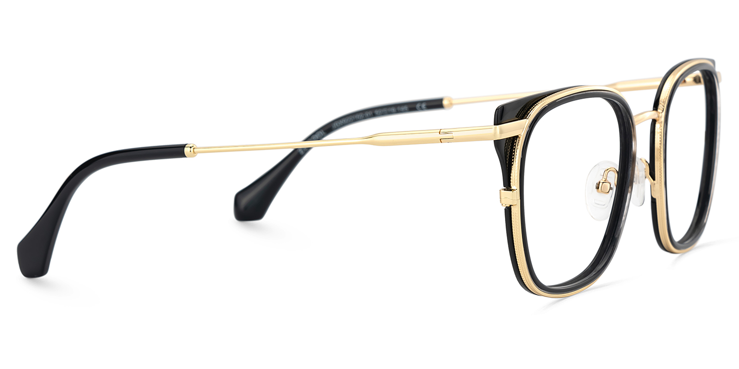 Cameron Eyeglasses in Square Black-gold Frame | ZEELOOL UK4