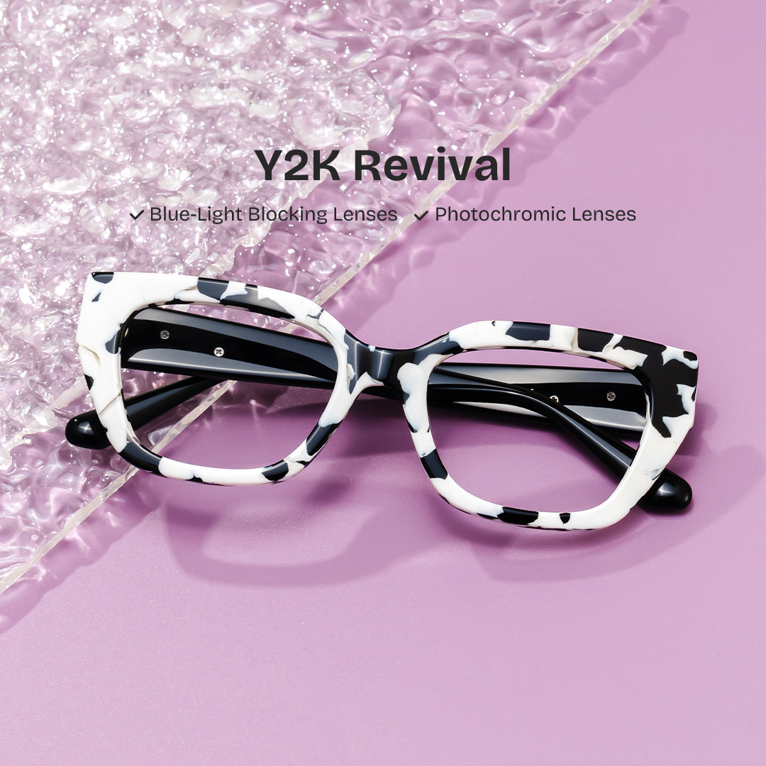 Flare Rectangle Cow Print Glasses