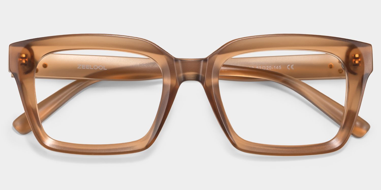 Marley Transparent Beige Rectangle Glasses for Ladies | ZEELOOL1