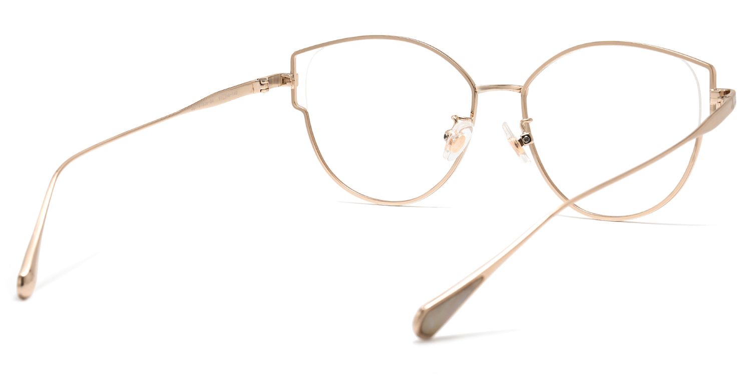 Semi Frame Rose Gold Cat Eye Glasses3