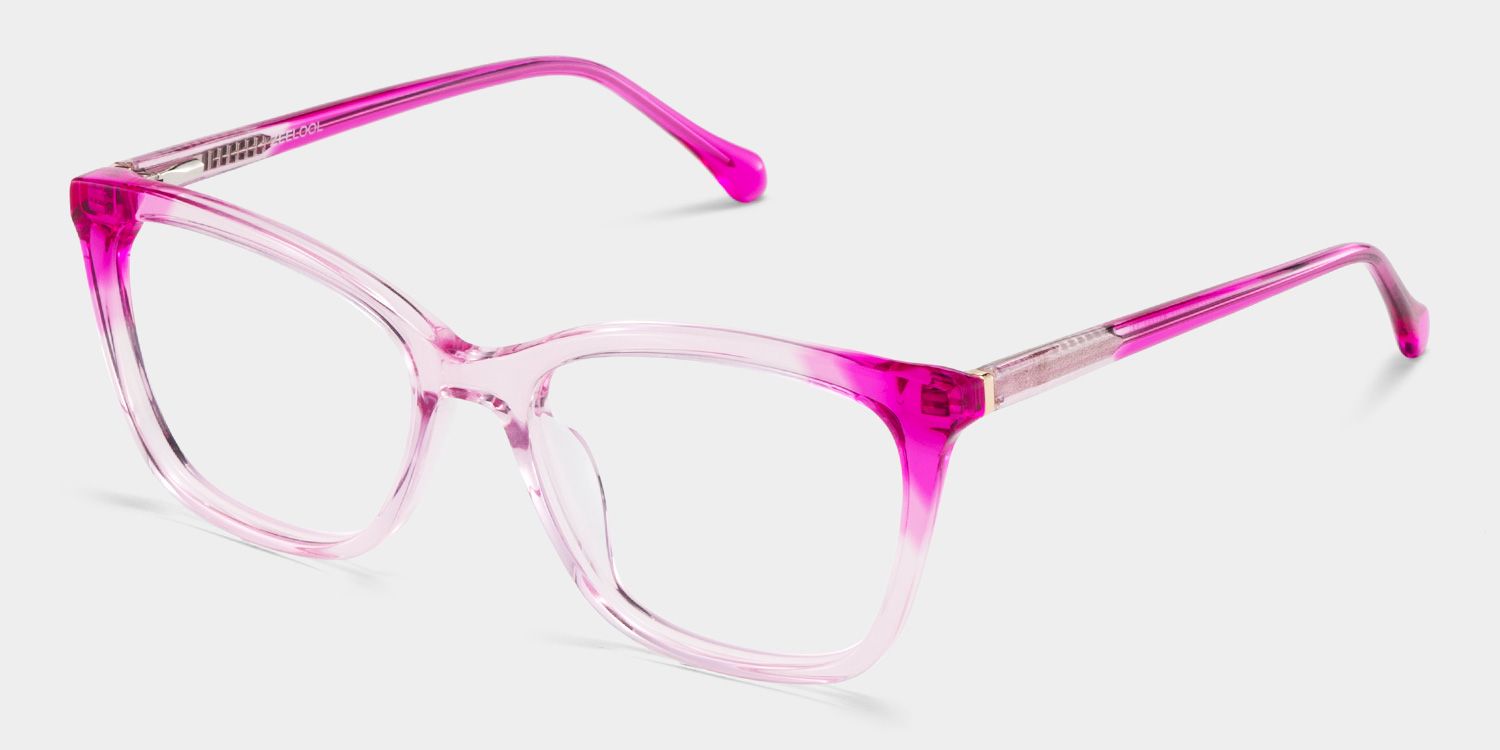 Juno Rectangle Pink Frame Eyeglasses for Woman| ZEELOOL UK3
