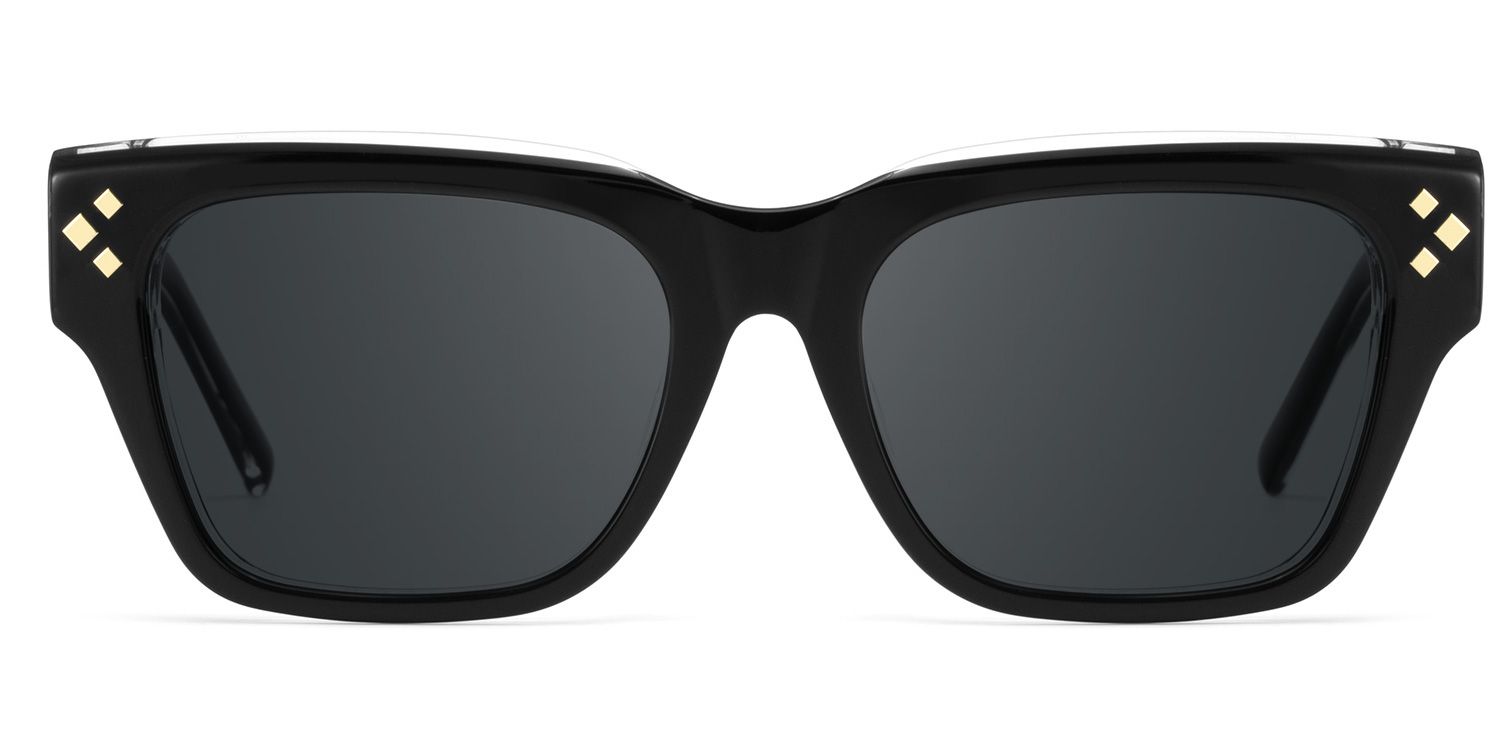 Marlowe Black Rectangle Polarized Sunglasses Online | ZEELOOL UK0