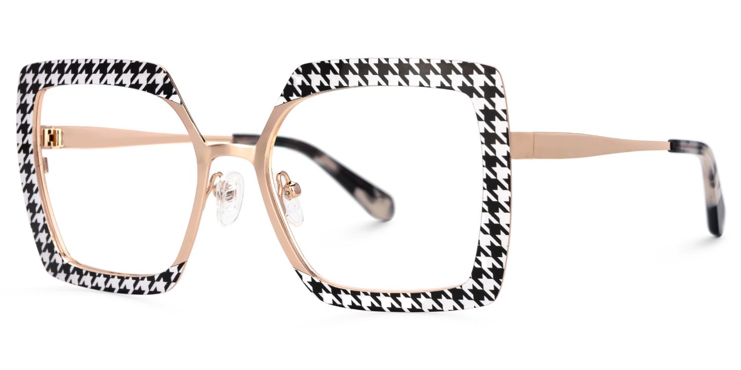 Women Square Sharron Houndstooth Glasses | ZEELOOL UK1