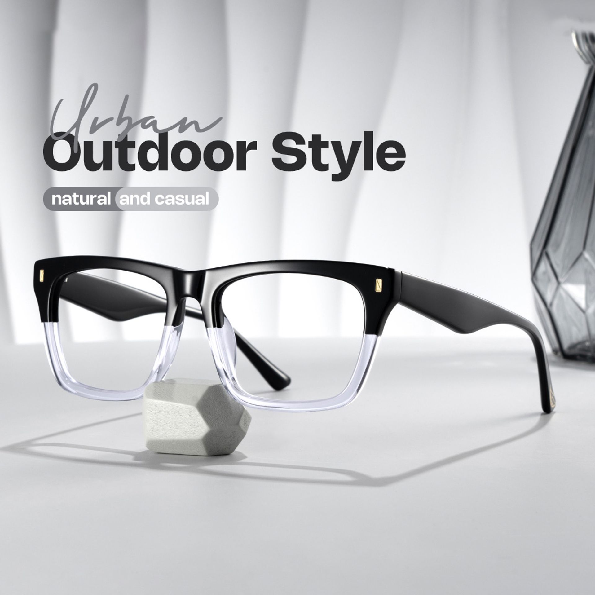 Rectangular Spectacle Frames with Brown Blue Color0