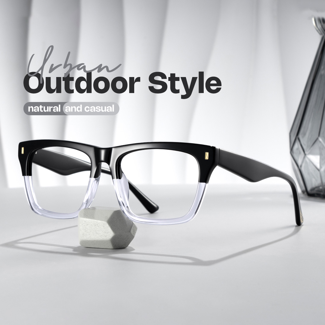 Brookins Rectangle Black Crystal Glasses