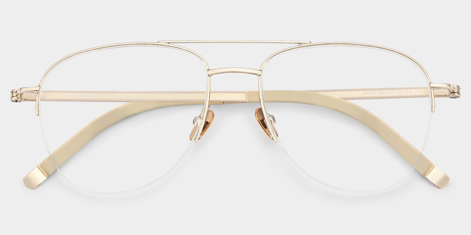 Grayson Semi Rimless Aviator Glasses in Light Gold Frames | ZEELOOL1