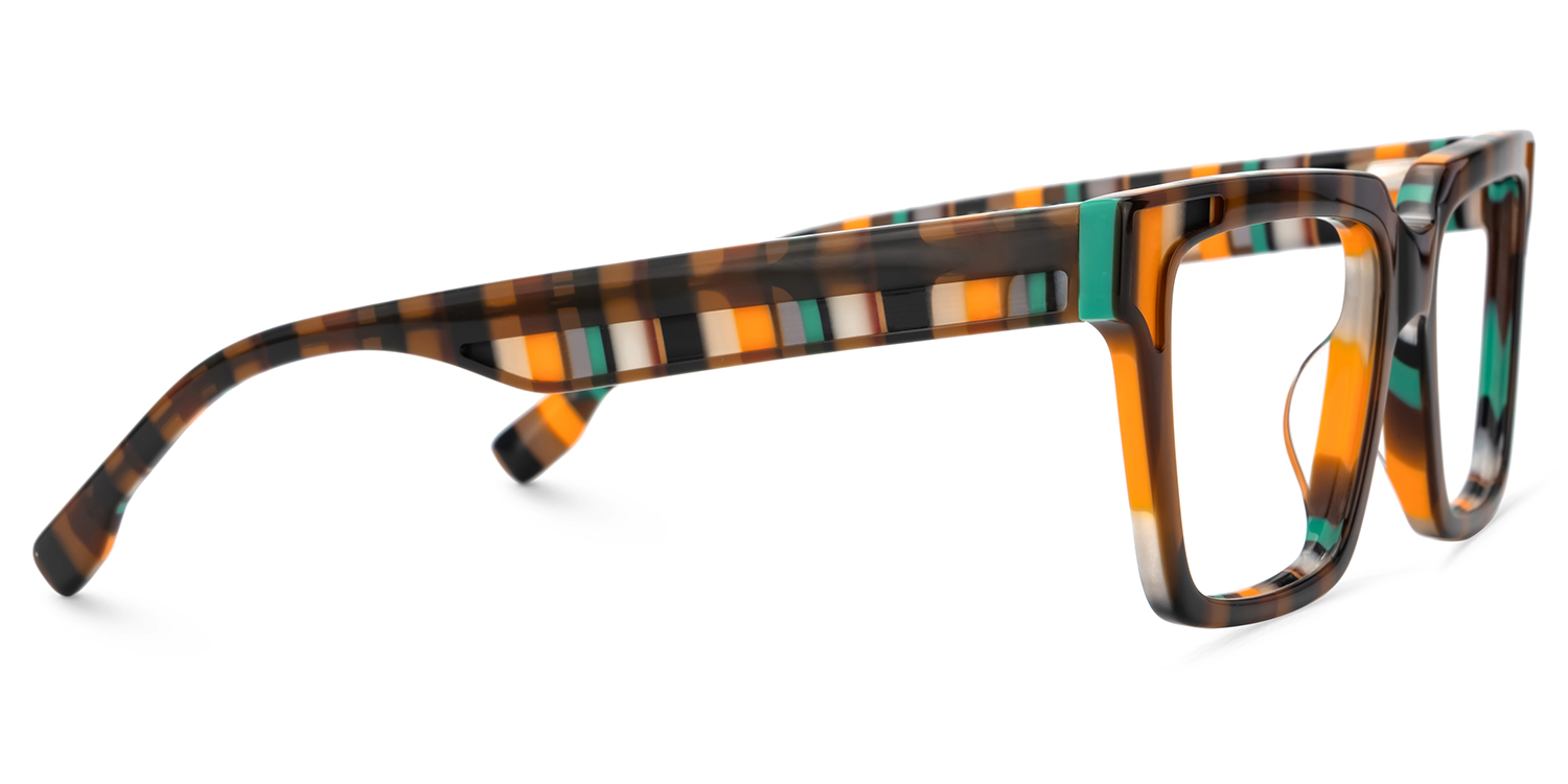 Brown Stripe Square Acetate Glasses3