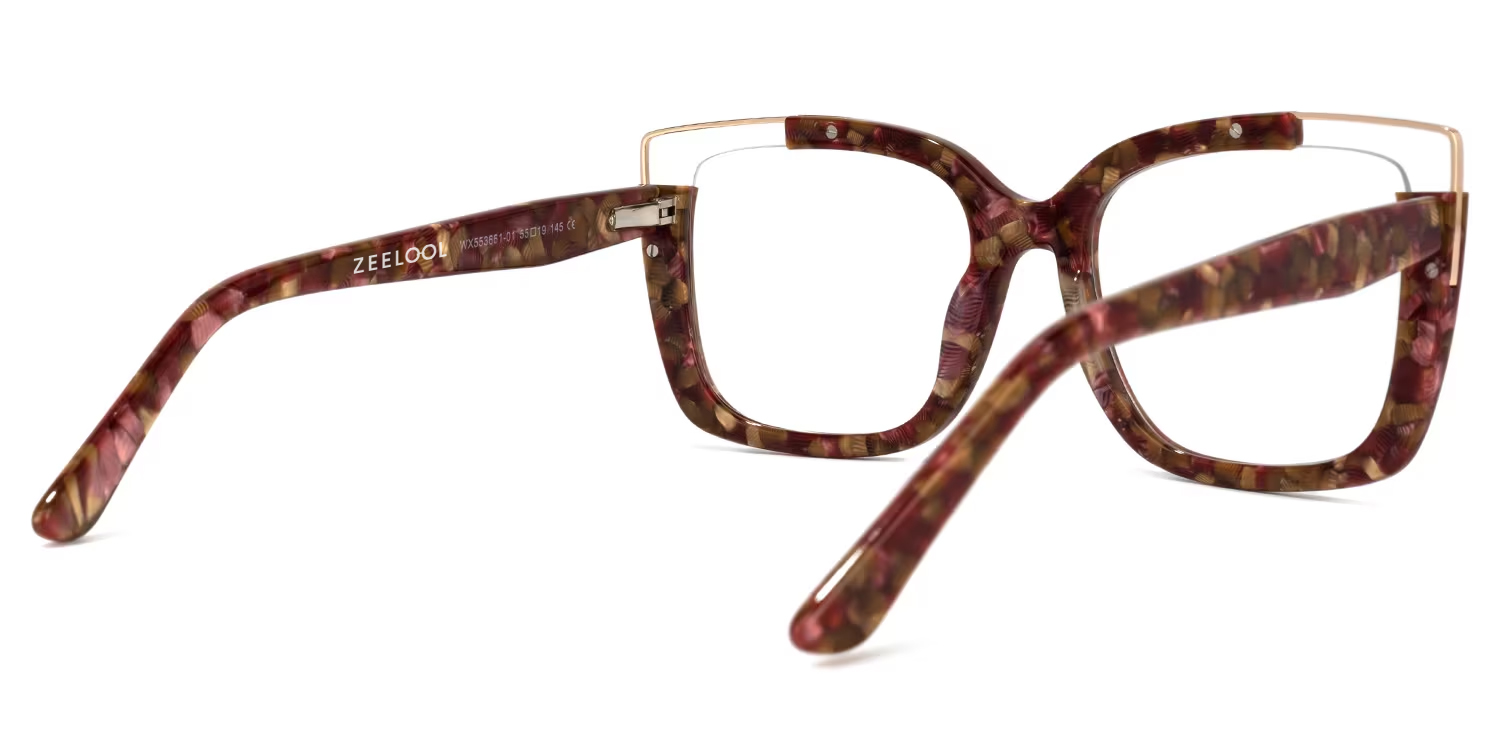 Dortch Square Dark Red-Floral Frames Glasses for Women3