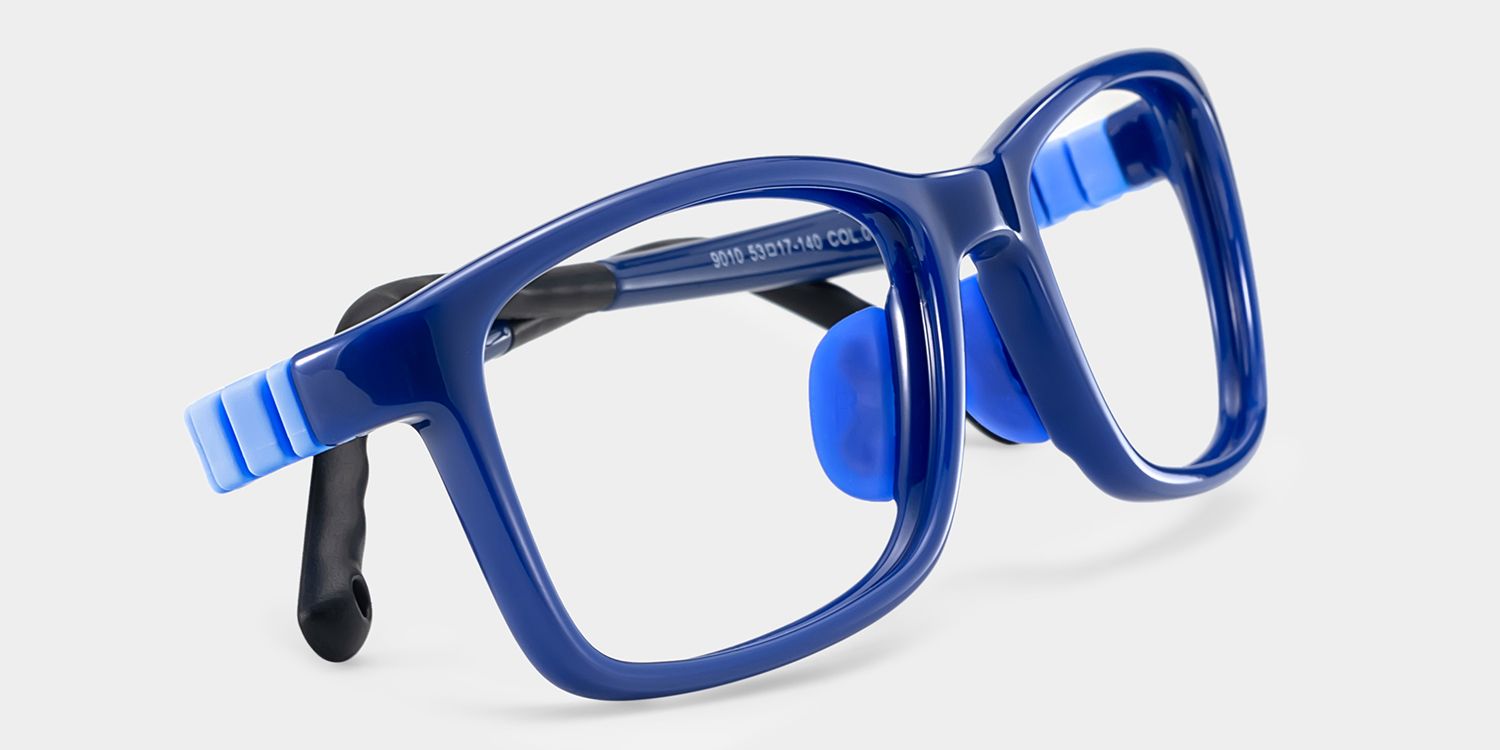 Brook Rectangle Blue Frame Eyeglasses for Pre-tweens2