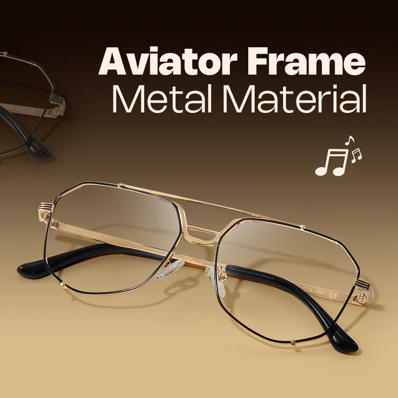 Beethoven Black-Gold Aviator Prescription Glasses | ZEELOOL UK5