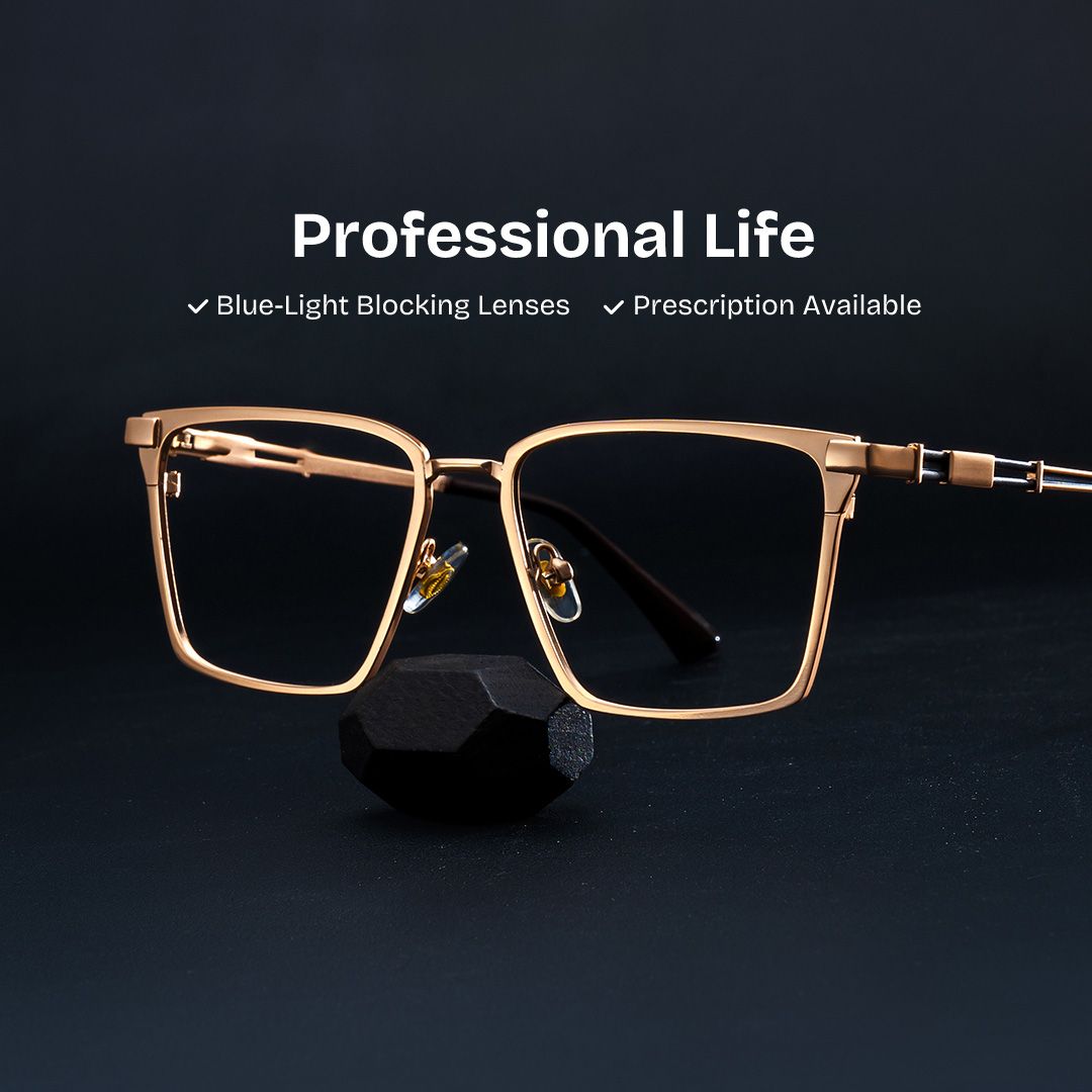 Finn Eyeglasses in Rectangle Gold Frame | ZEELOOL UK0