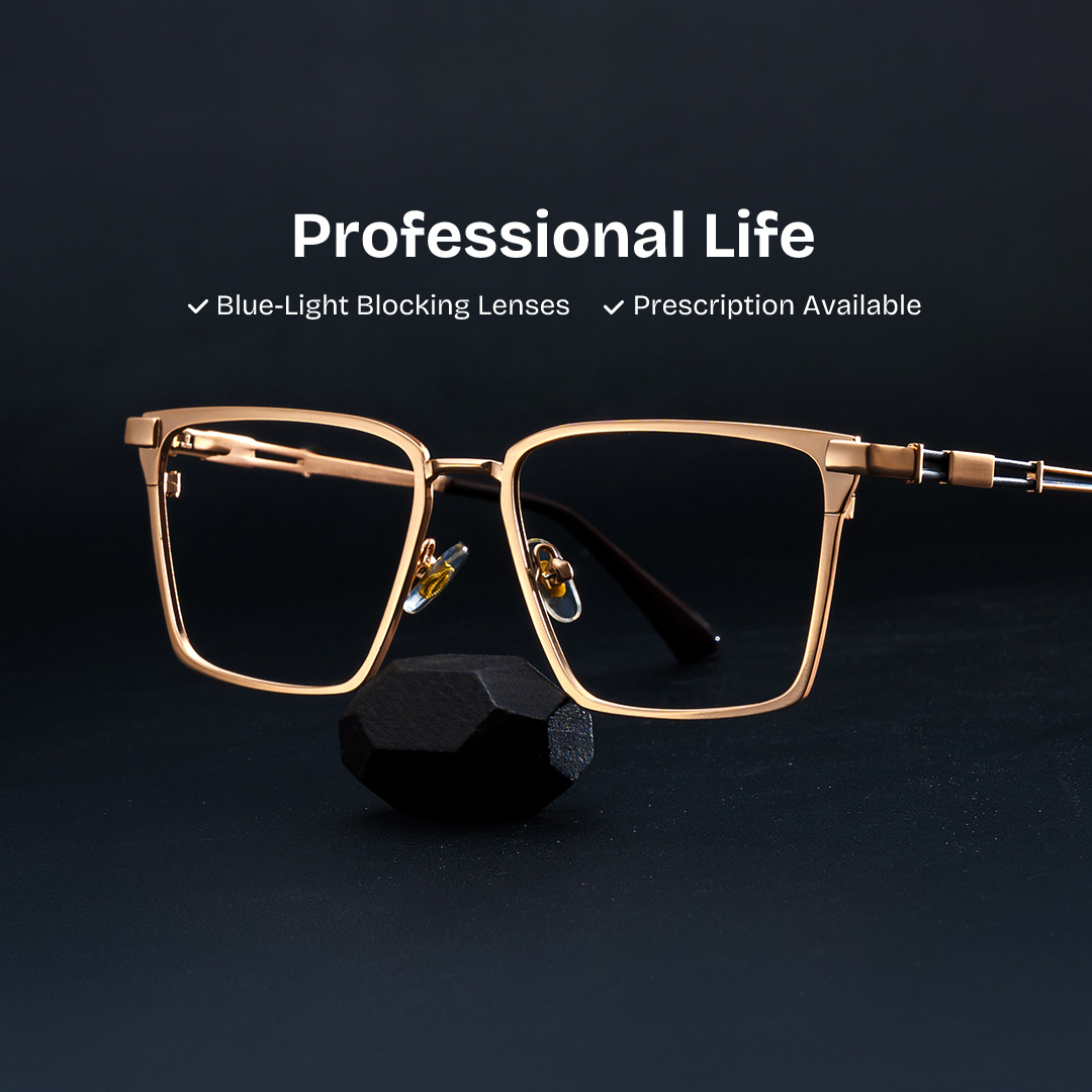 Finn Eyeglasses in Rectangle Gold Frame | ZEELOOL UK0