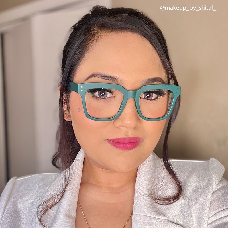 Liizbeett Square Eyeglasses with Dark Green Frames8