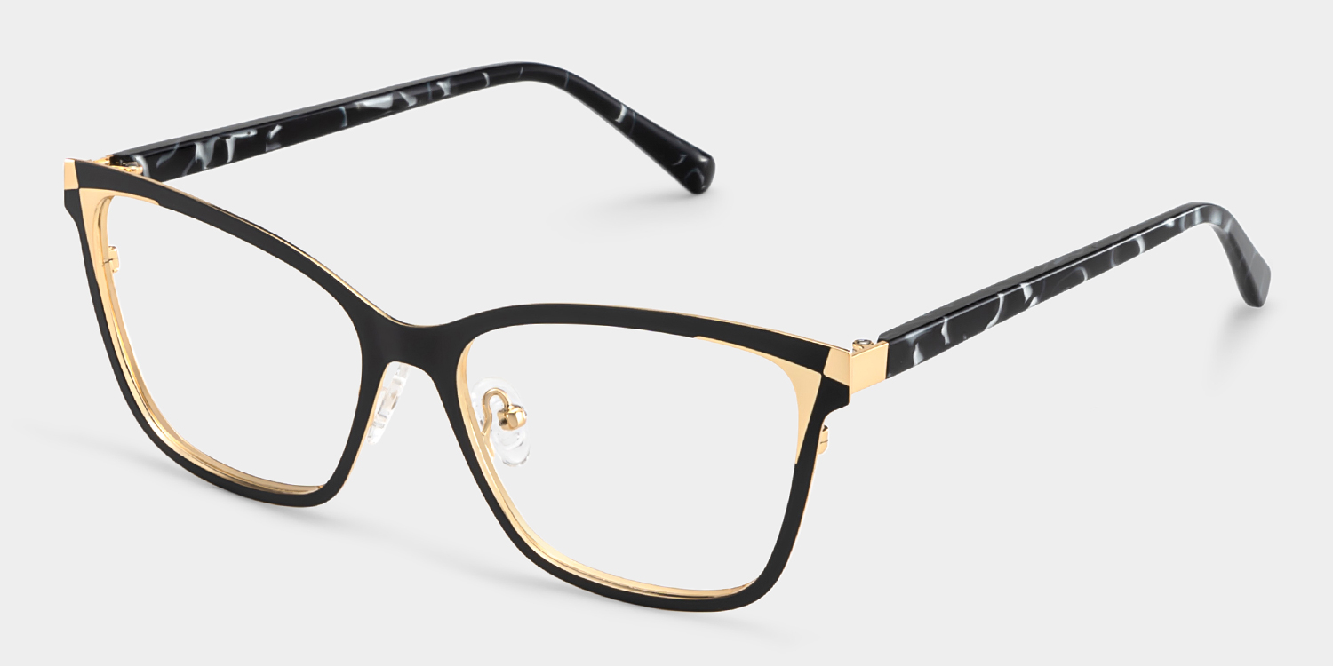 Elise Rectangle Black Glasses3