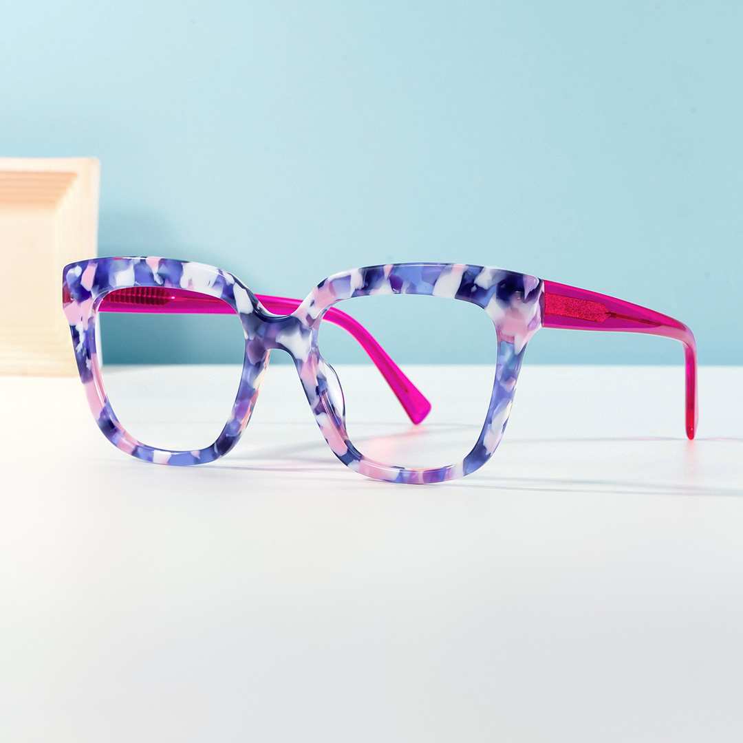 Nina Square Blue Marble Glasses0