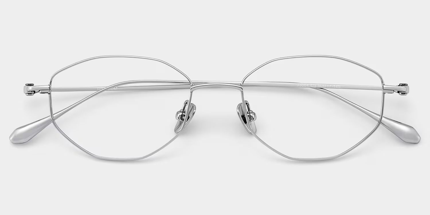 Everett Silver Frame Glasses with Geometric Frame Online |  ZEELOOL UK3