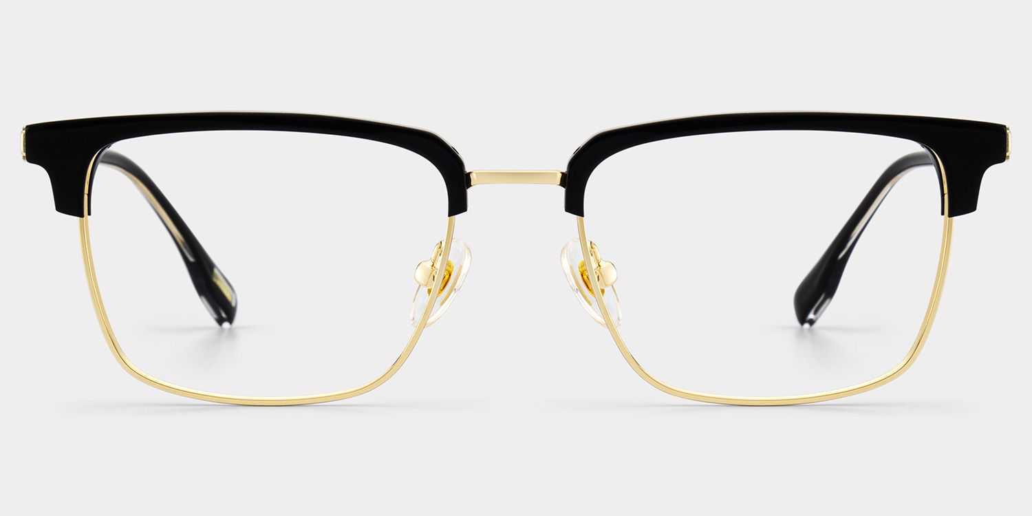Audrey Black Eyeglasses with Gold Trim in Browline Shape | ZEELOOL UK1