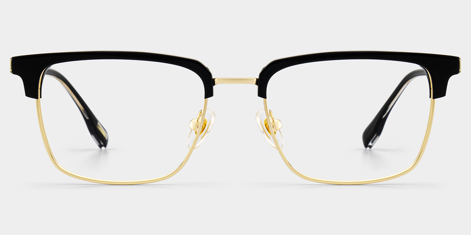 Audrey Black Eyeglasses with Gold Trim in Browline Shape | ZEELOOL UK1