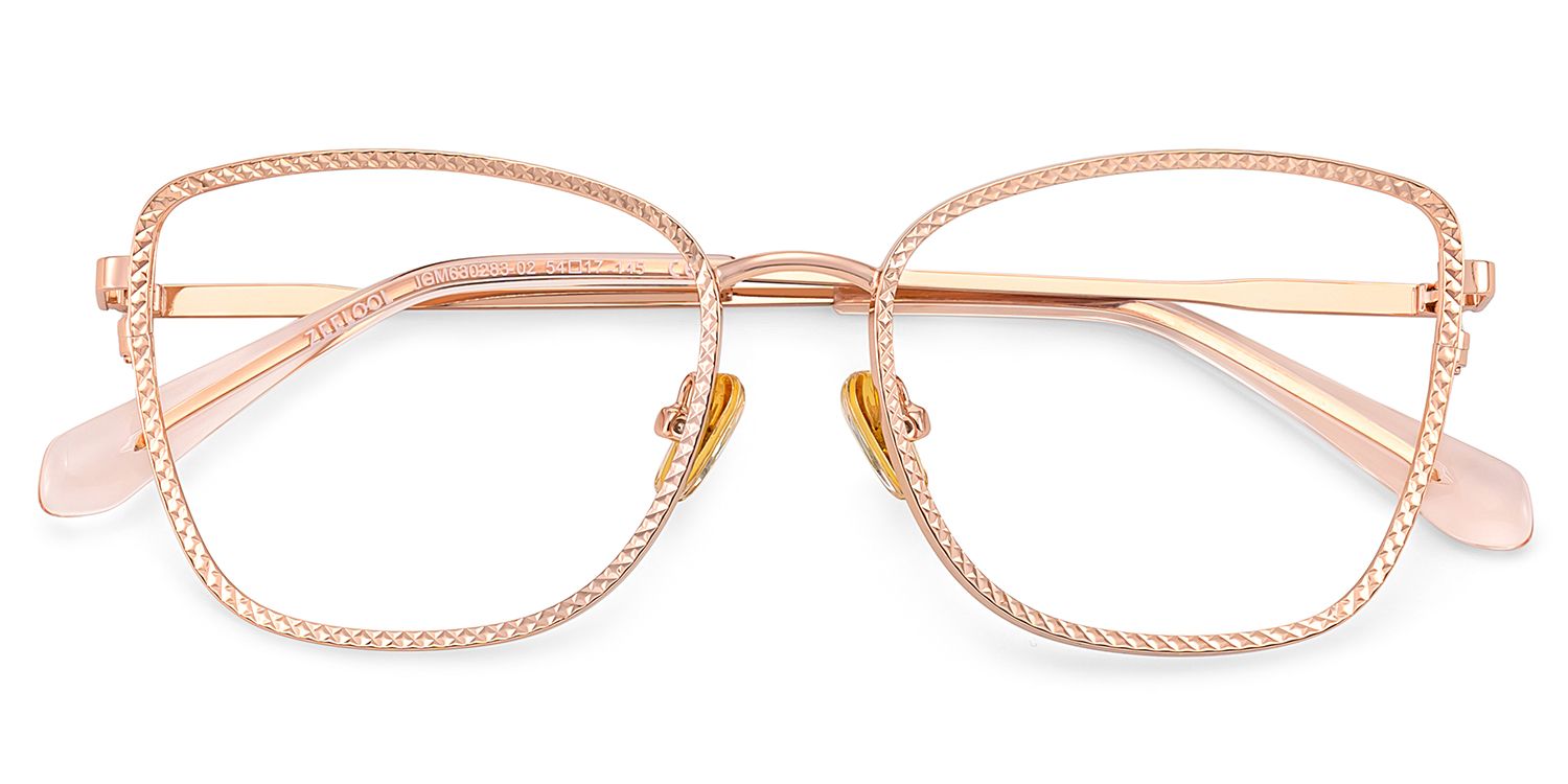Ronan Eyeglasses in Rectangle Rose Gold Frame | ZEELOOL UK1