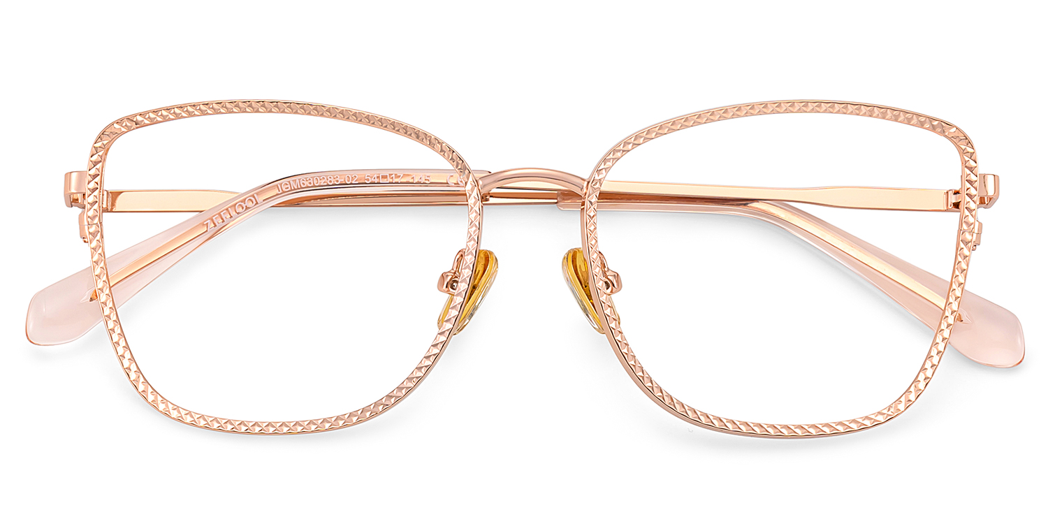 Ronan Eyeglasses in Rectangle Rose Gold Frame | ZEELOOL UK1