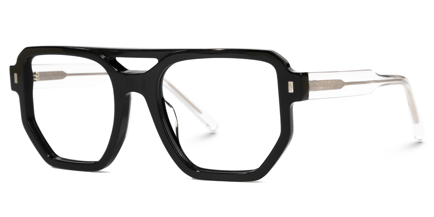 Stacia Aviator Black Glasses1