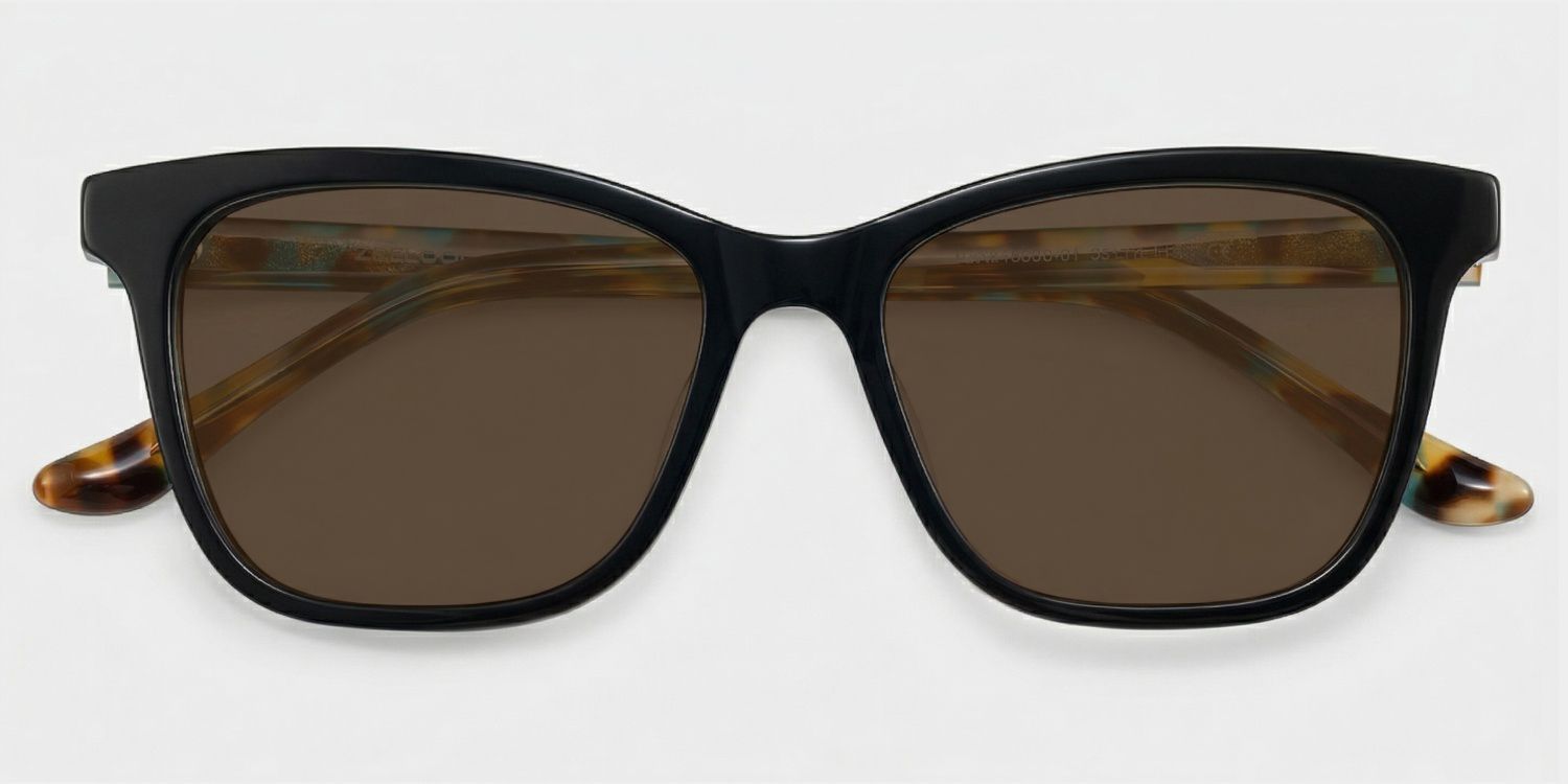 Faith Black Rectangle Reading Glasses with Flower Arms | ZEELOOL1